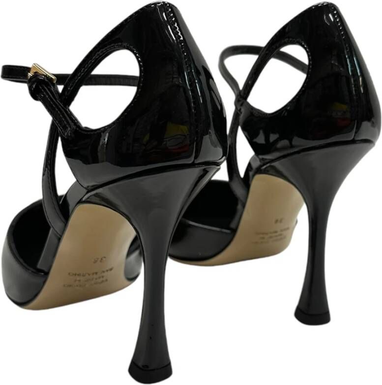 Ninalilou Lakleren Hoge Hak Pumps met Enkelband Black Dames