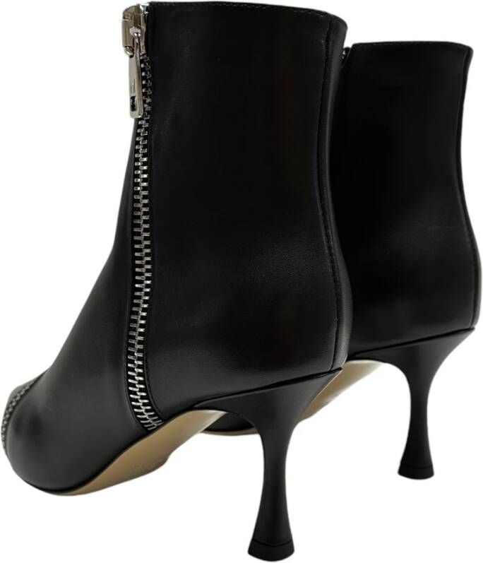 Ninalilou Leren enkellaarsjes met ritsen Black Dames