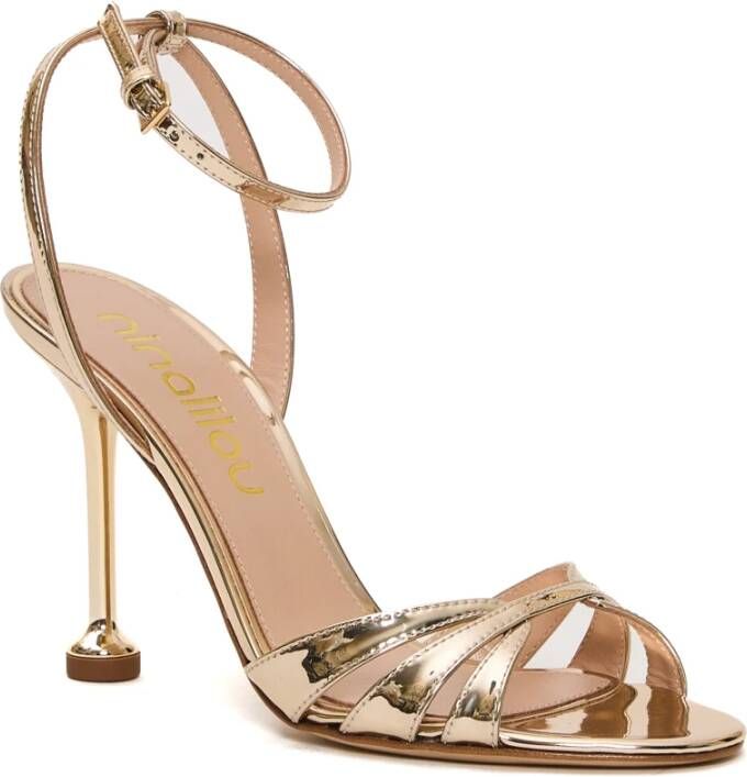 Ninalilou Platina spiegel lederen sandalen Yellow Dames
