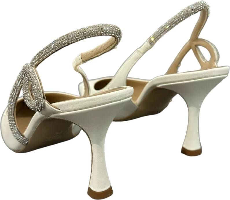Ninalilou Polyester sandalen met strass versieringen White Dames