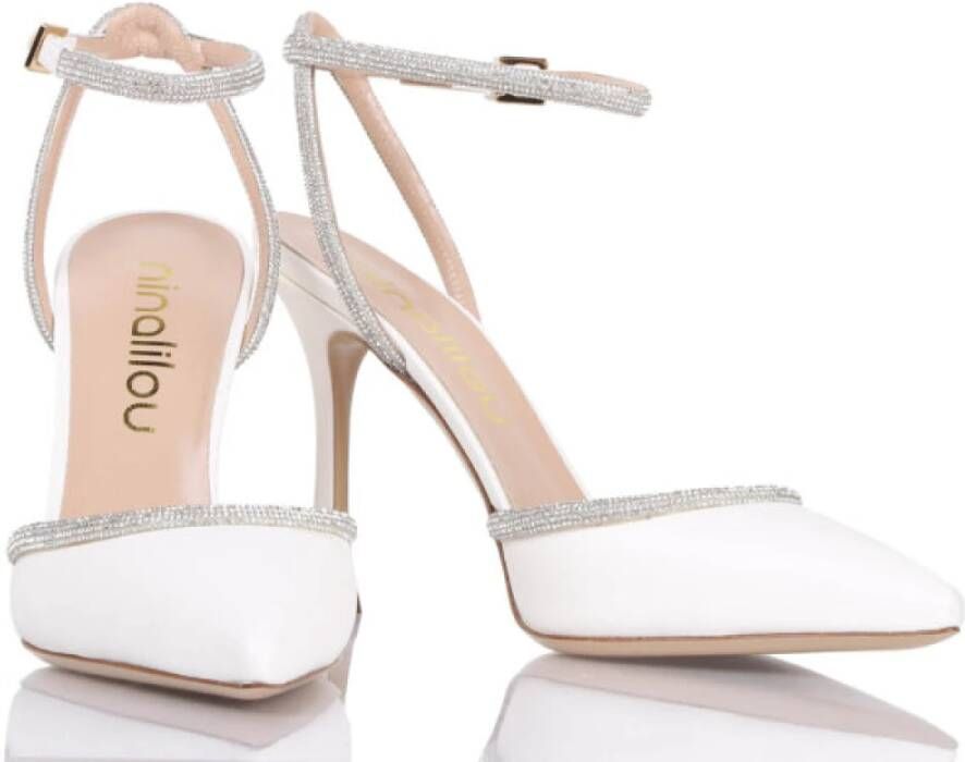 Ninalilou Strass Enkelband Hakken White Dames