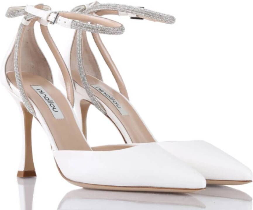 Ninalilou Strass Enkelband Sandalen White Dames