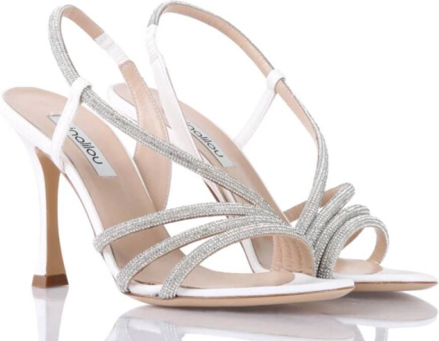 Ninalilou Strass Sandaal in Zacht Nappaleer White Dames