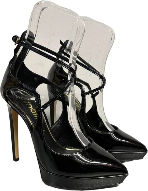 Ninalilou Zwarte lakleren hoge hak pumps Black Dames