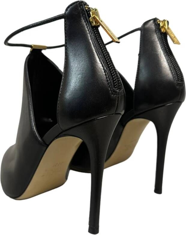 Ninalilou Zwarte leren enkellaars met band Black Dames