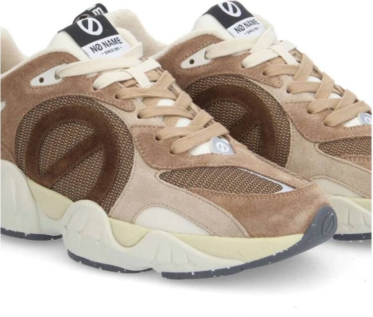 No Name Beige Sneakers met Bruine Accents