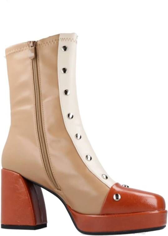 Noa Harmon Platform Heeled Boots Green Dames