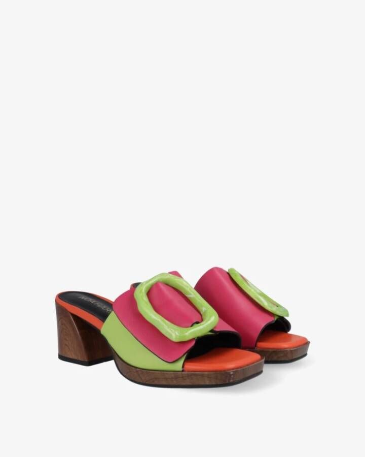 Noa Harmon Kleurrijke Lage Hak Klomp Flora Multicolor Dames