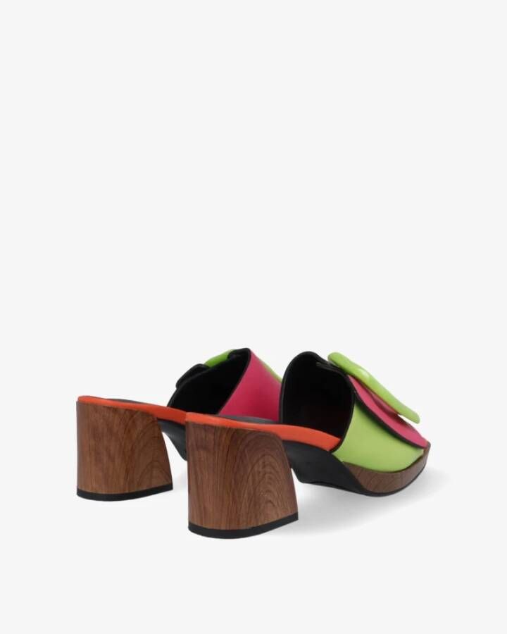 Noa Harmon Kleurrijke Lage Hak Klomp Flora Multicolor Dames