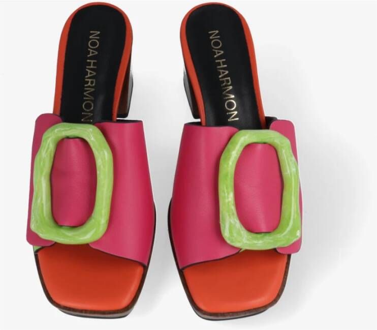 Noa Harmon Kleurrijke Lage Hak Klomp Flora Multicolor Dames