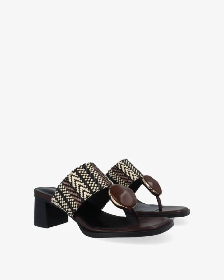 Noa Harmon Rafia Sandaal met Centraal Ornament Multicolor Dames