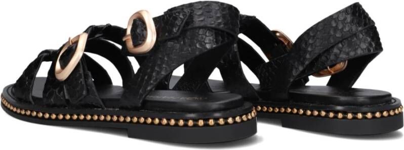 Noa Harmon Zwarte Leatherlook Kruisband Sandalen