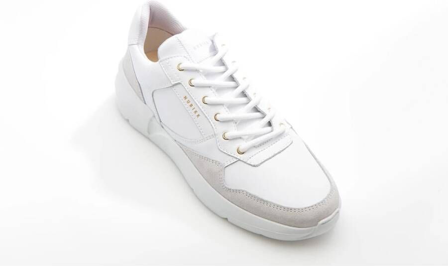 Nubikk Geometrisch Gestikte Leren Sneakers White Dames
