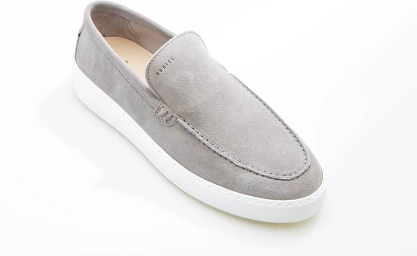 Nubikk Grijze Suède Loafers met Witte Zool Gray Heren