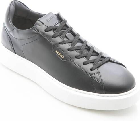 Nubikk Zwarte leren herensneakers Black Heren