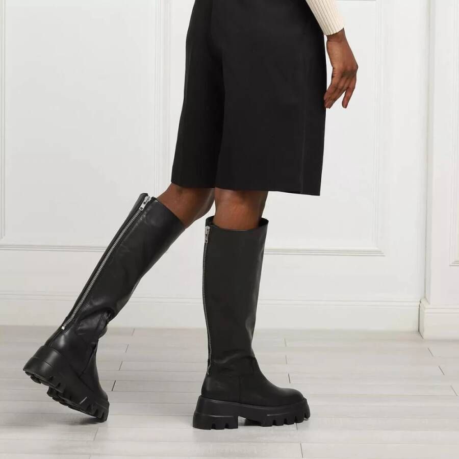 Nubikk Zwarte rits leren laarzen Black Dames