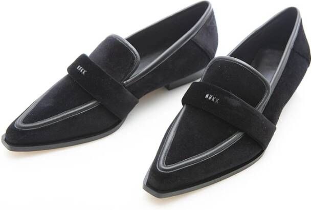 Nubikk Zwarte Velvet Loafer Black Dames