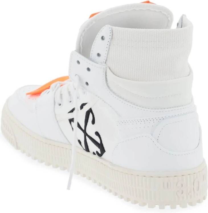 Off White Leren sneakers met stoffen inzetstukken White Heren