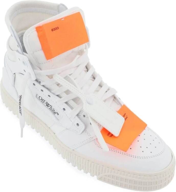 Off White Leren sneakers met stoffen inzetstukken White Heren