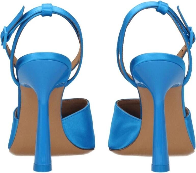 Off White Blauwe Satijnen Stiletto Hakken Sandalen