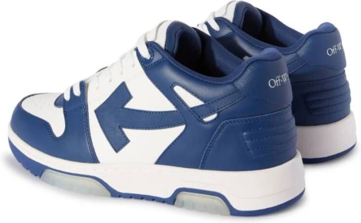 Off White Donkergrijze Zwarte Leren Sneakers Blue Heren - Foto 3