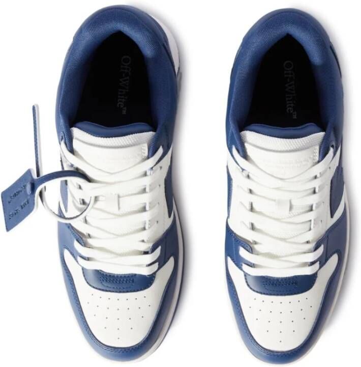 Off White Donkergrijze Zwarte Leren Sneakers Blue Heren - Foto 4