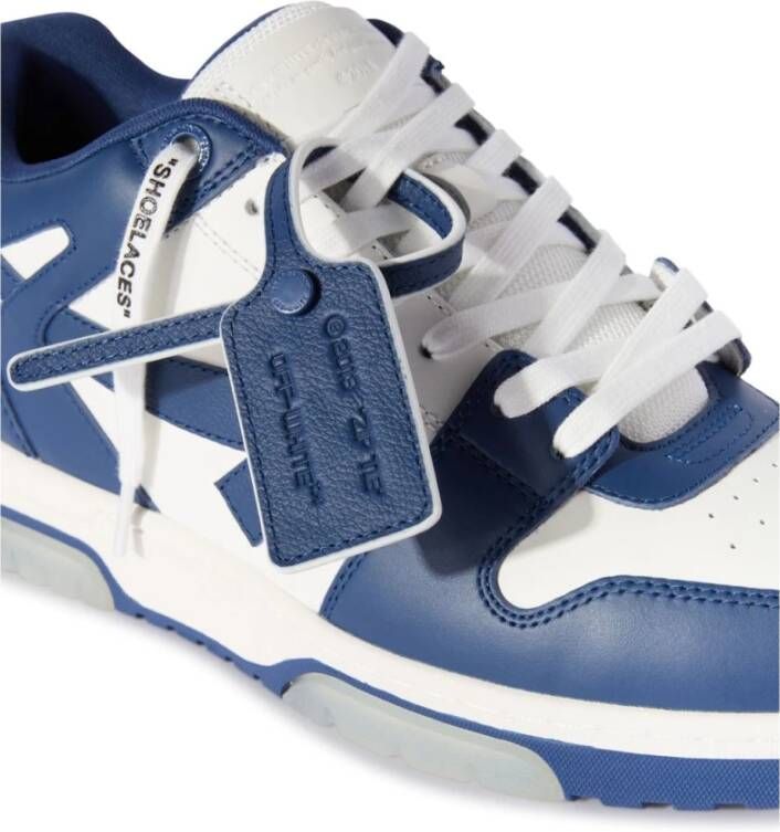 Off White Donkergrijze Zwarte Leren Sneakers Blue Heren - Foto 5