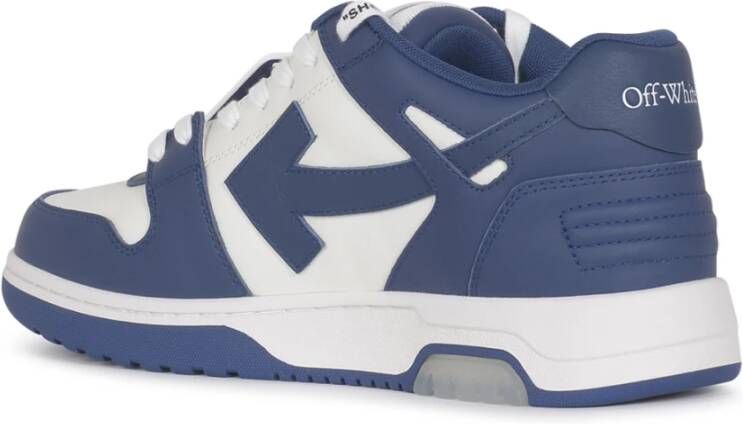 Off White Donkergrijze Zwarte Leren Sneakers Blue Heren - Foto 7