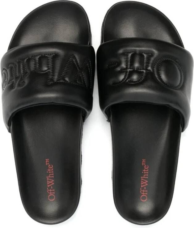 Off White Bookish Sponge Logo Slides Zwart