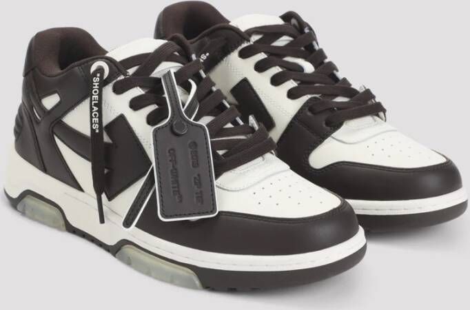 Off White Bruine Leren Sneakers met Gel-inzetstukken