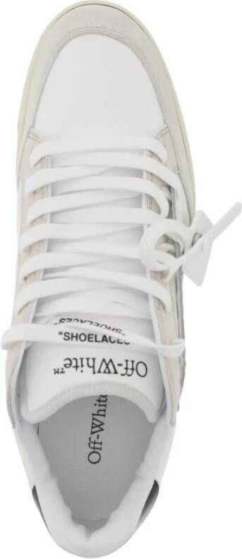 Off White Canvas Sneakers met Leren Details White Heren