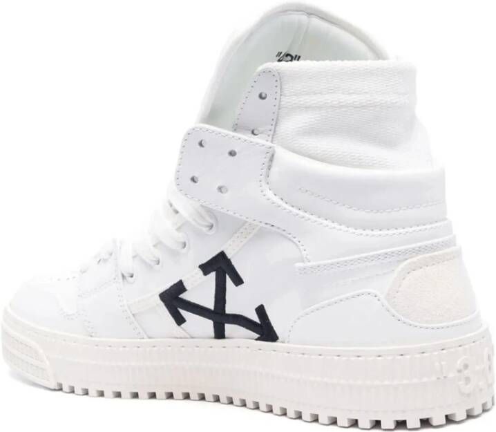 Off White Casual Leren Sneakers Wit Zwart