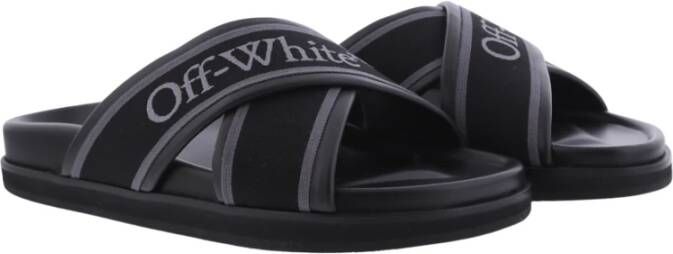 Off-White Slippers met logoband Zwart - Foto 4