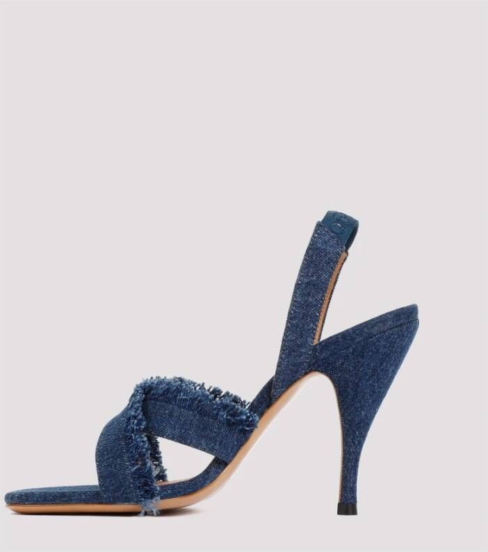 Off White Curvy Heel Denim Sandal Blue Dames