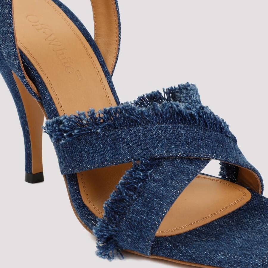 Off White Curvy Heel Denim Sandal Blue Dames