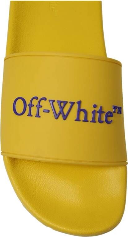Off White Donkerblauwe Boekachtige Slider Yellow Heren