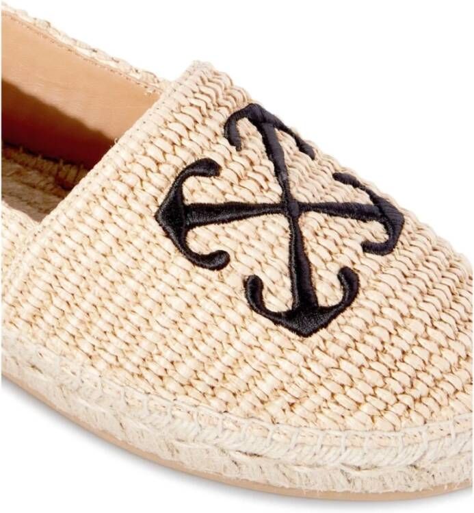 Off White Geborduurde Arrow Raffia Espadrilles Beige Dames - Foto 9