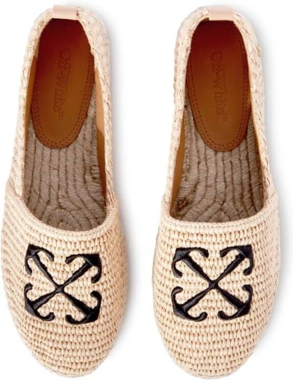 Off White Geborduurde Arrow Raffia Espadrilles Beige Dames - Foto 10