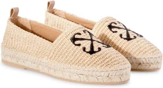 Off White Geborduurde Arrow Raffia Espadrilles Beige Dames - Foto 11