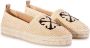 Off White Geborduurde Arrow Raffia Espadrilles Beige Dames - Thumbnail 11