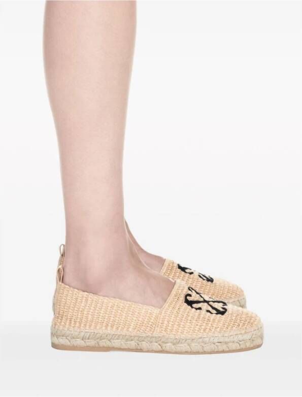 Off White Geborduurde Arrow Raffia Espadrilles Beige Dames - Foto 12