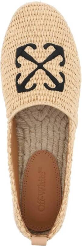 Off White Geborduurde Arrow Raffia Espadrilles Beige Dames