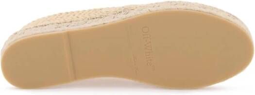 Off White Geborduurde Arrow Raffia Espadrilles Beige Dames