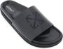 Off White Geborduurde Leren Slides Black Heren - Thumbnail 8