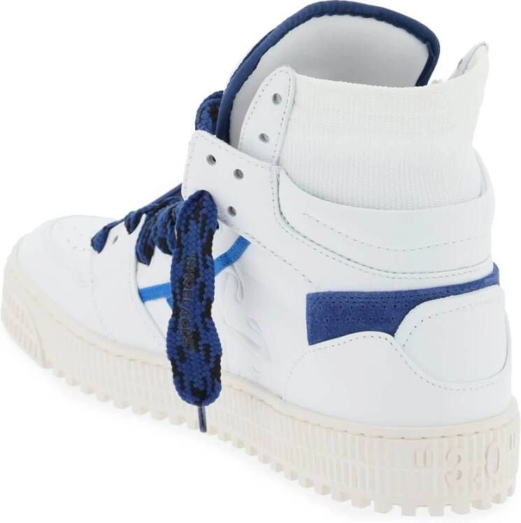 Off White Geperforeerde Leren Sneakers met Gebreide Enkel White Heren