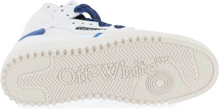 Off White Geperforeerde Leren Sneakers met Gebreide Enkel White Heren