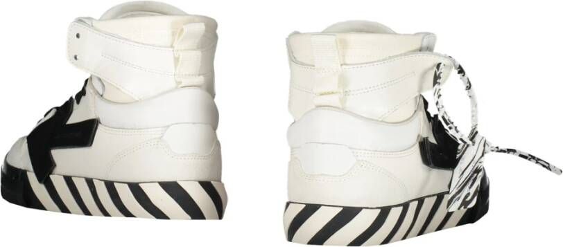 Off White High-top Vulcanized Sneakers met Diagonaal Geplaatste Banden White Heren