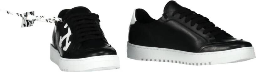 Off White Lage leren sneakers met logo bedel Black Heren