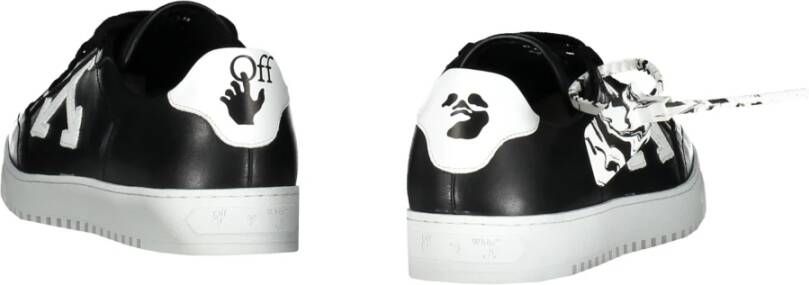 Off White Lage leren sneakers met logo bedel Black Heren