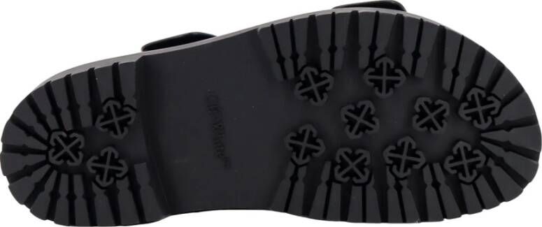 Off White Leren sandalen met verstelbare band Black Heren